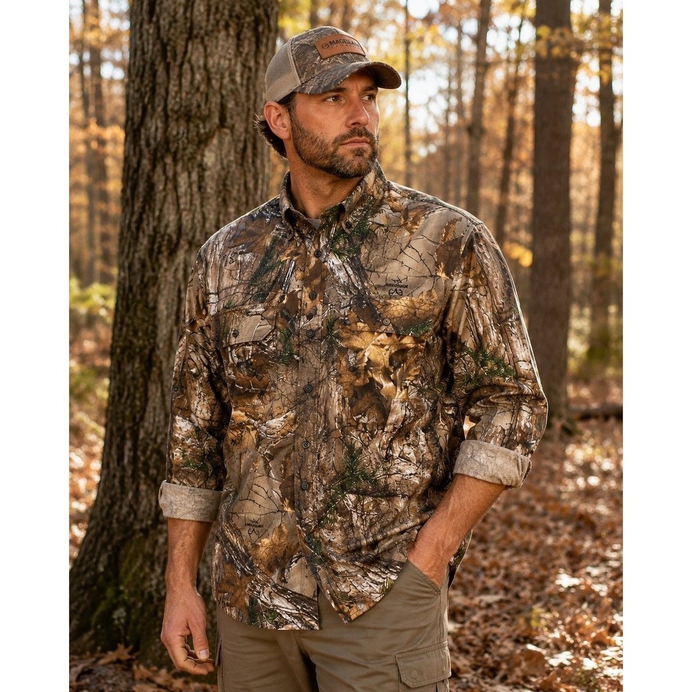Magellan Outdoors Hunt Gear Realtree Camo Button‎ Shirt Men 2XL Hunting